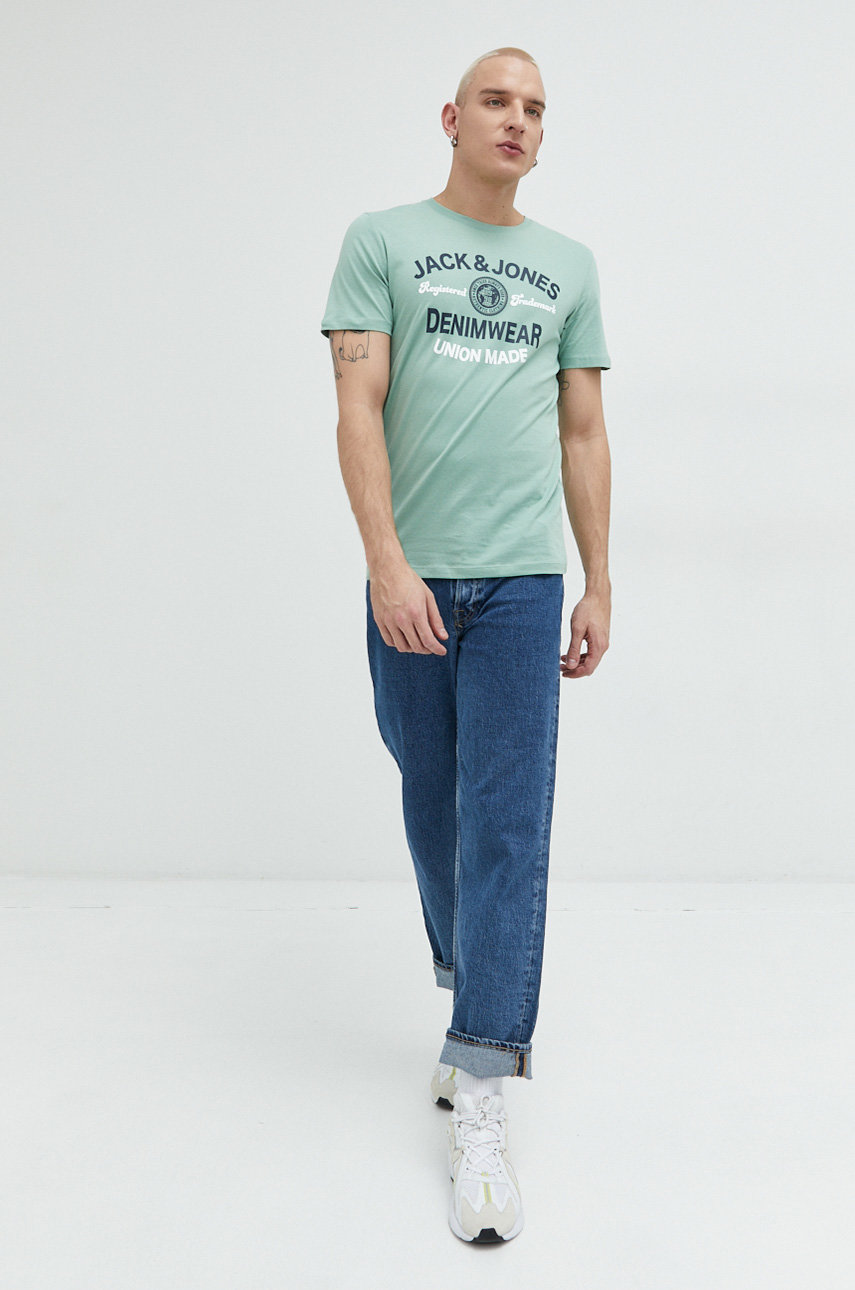 Jack & Jones tricou din bumbac JJELOGO menta