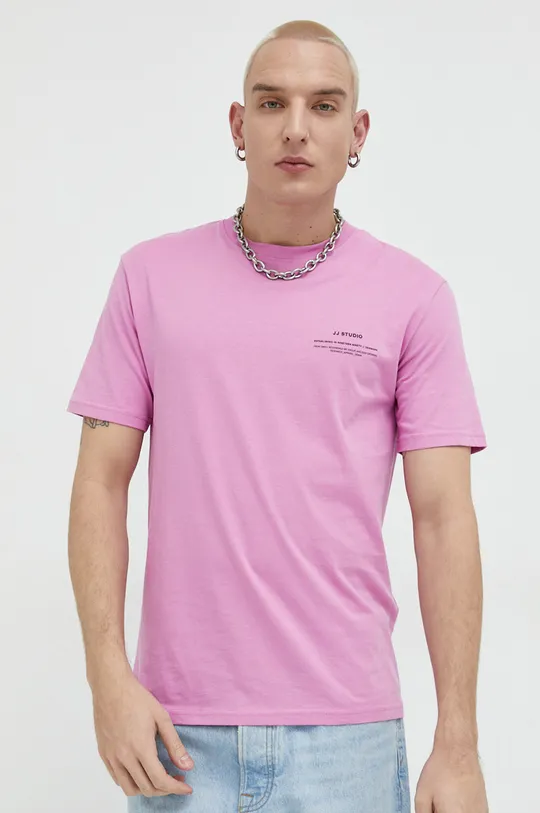 różowy Jack & Jones t-shirt bawełniany JJEFELIX