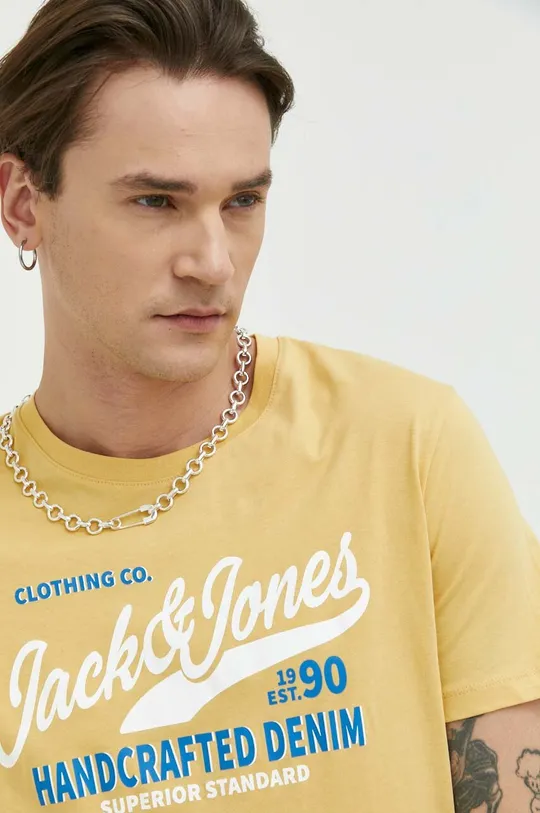 κίτρινο Βαμβακερό μπλουζάκι Jack & Jones JJSTAR