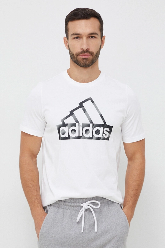 biały adidas t-shirt bawełniany