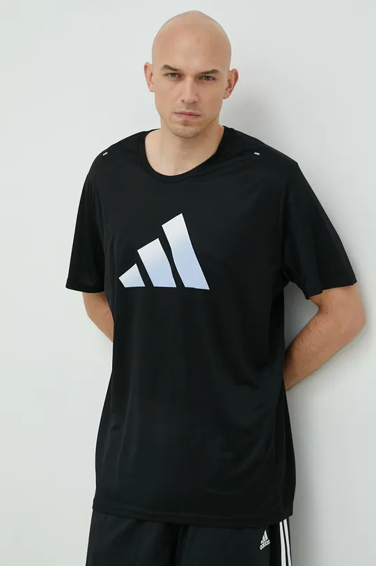 μαύρο Μπλουζάκι για τρέξιμο adidas Performance Run Icons