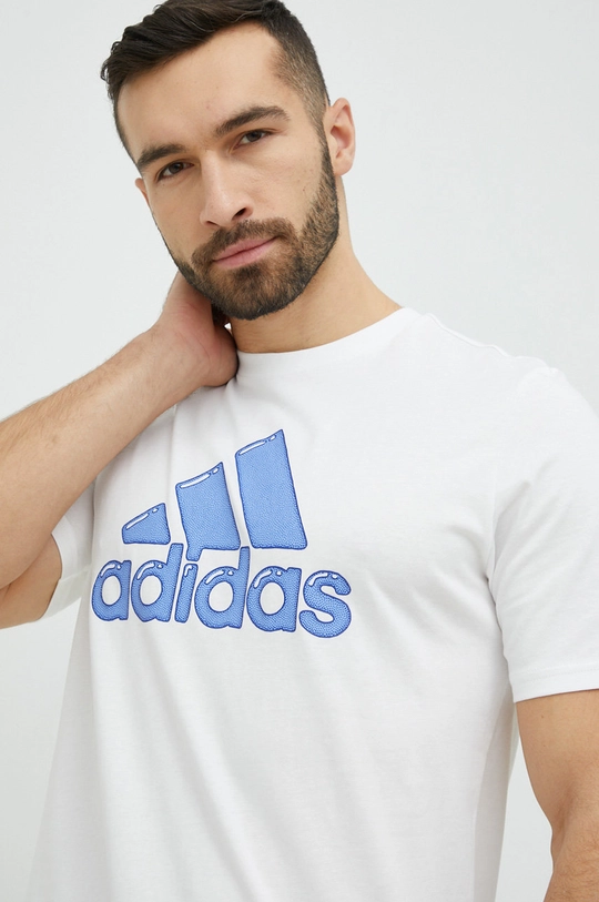 λευκό Βαμβακερό μπλουζάκι adidas Ανδρικά