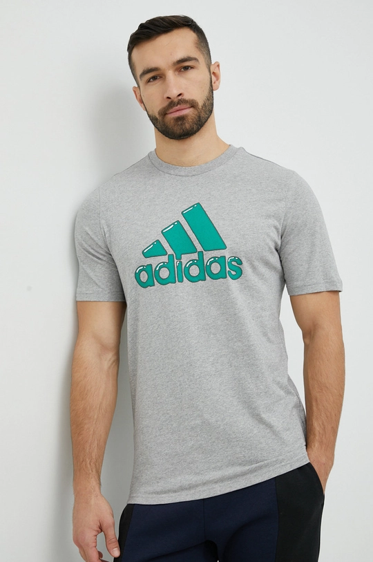 szary adidas t-shirt bawełniany Męski