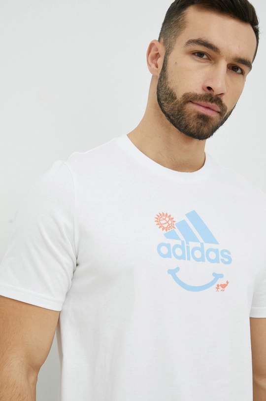 biały adidas t-shirt bawełniany Męski