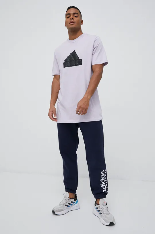 Βαμβακερό μπλουζάκι adidas μωβ