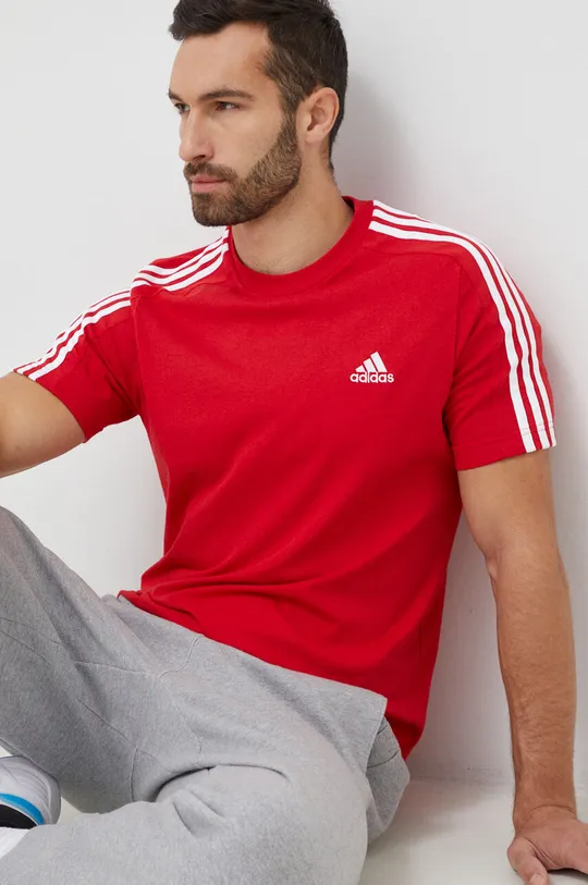 czerwony adidas t-shirt bawełniany Męski