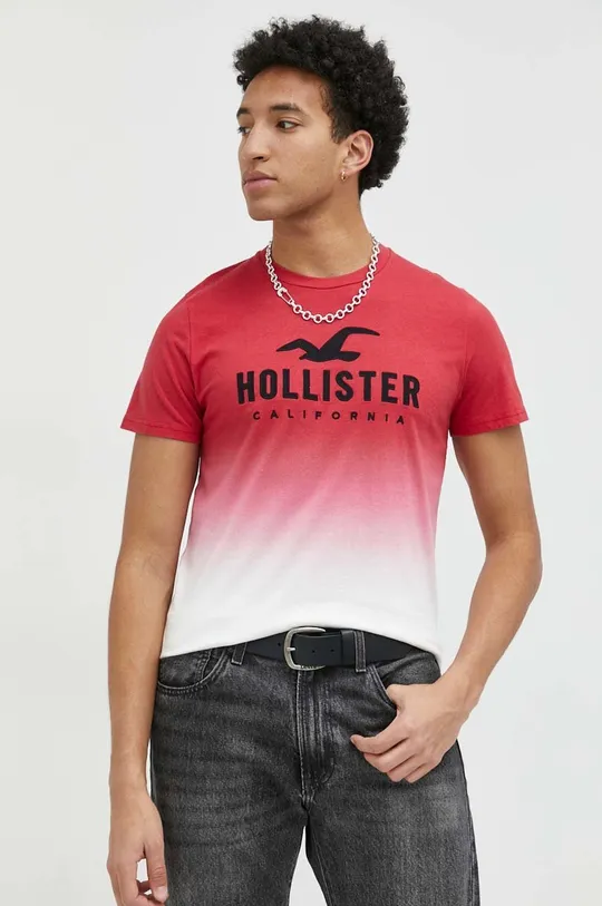 červená Bavlnené tričko Hollister Co. Pánsky