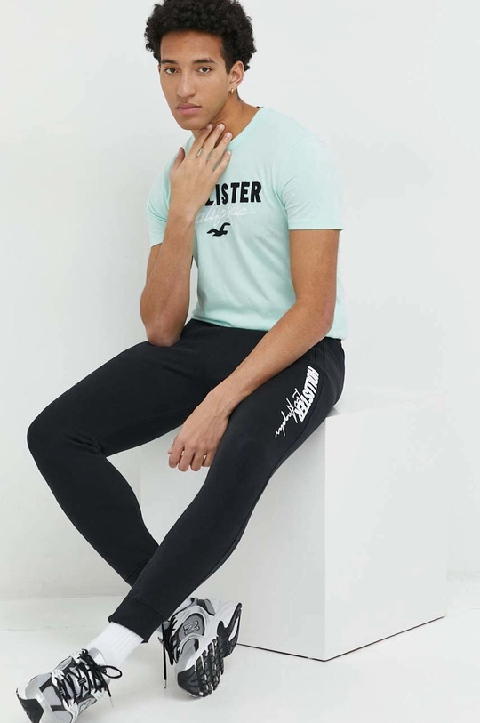 Hollister Co. t-shirt bawełniany turkusowy