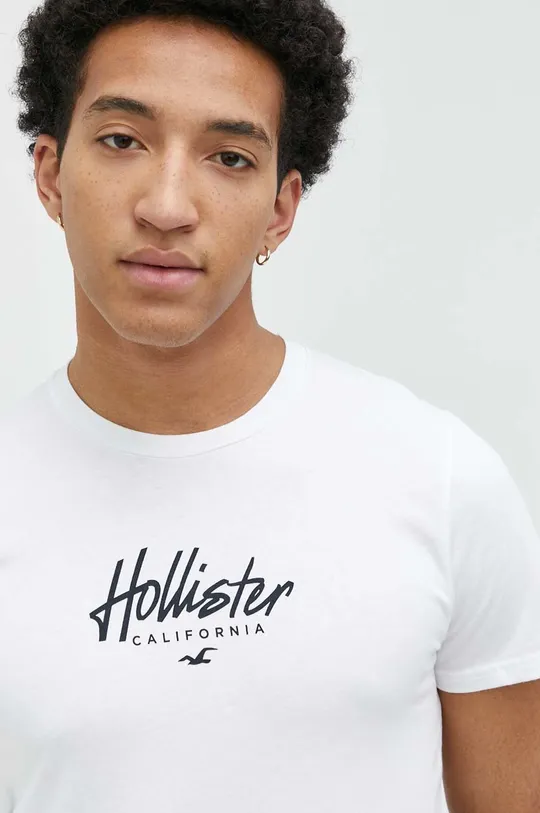 biały Hollister Co. t-shirt bawełniany