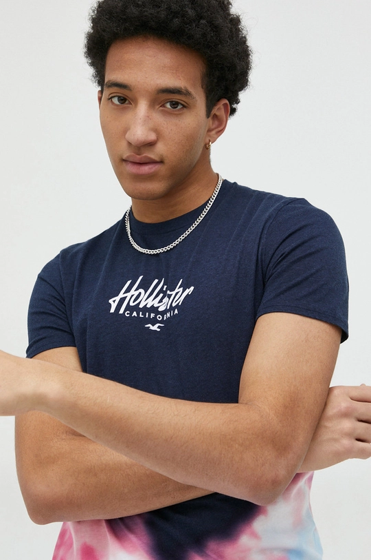 granatowy Hollister Co. t-shirt bawełniany Męski