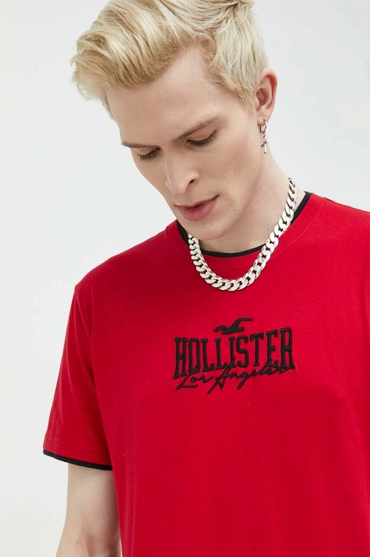 κόκκινο Βαμβακερό μπλουζάκι Hollister Co.