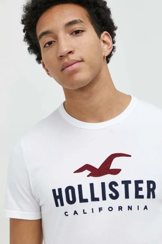 biały Hollister Co. t-shirt bawełniany