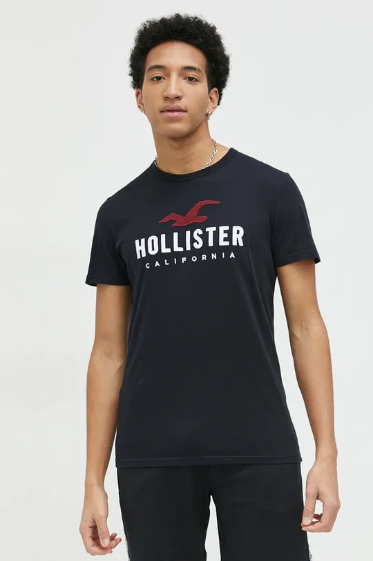 czarny Hollister Co. t-shirt bawełniany