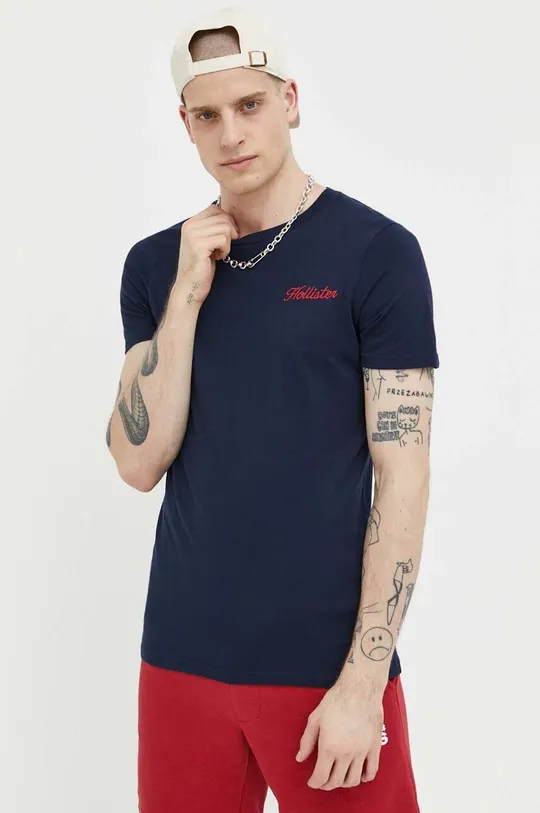 granatowy Hollister Co. t-shirt bawełniany Męski