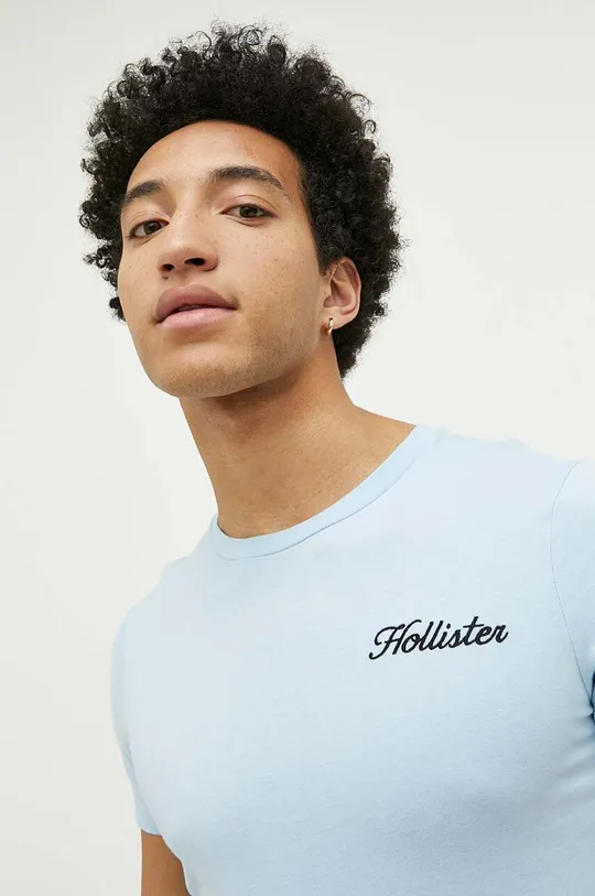 niebieski Hollister Co. t-shirt bawełniany