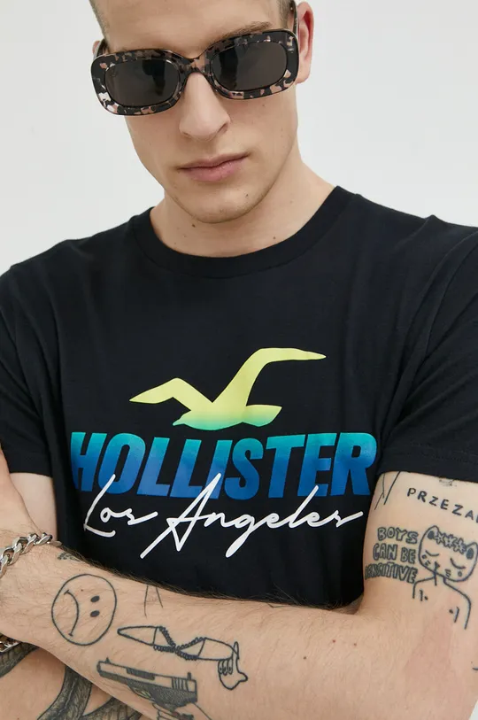 czarny Hollister Co. t-shirt bawełniany
