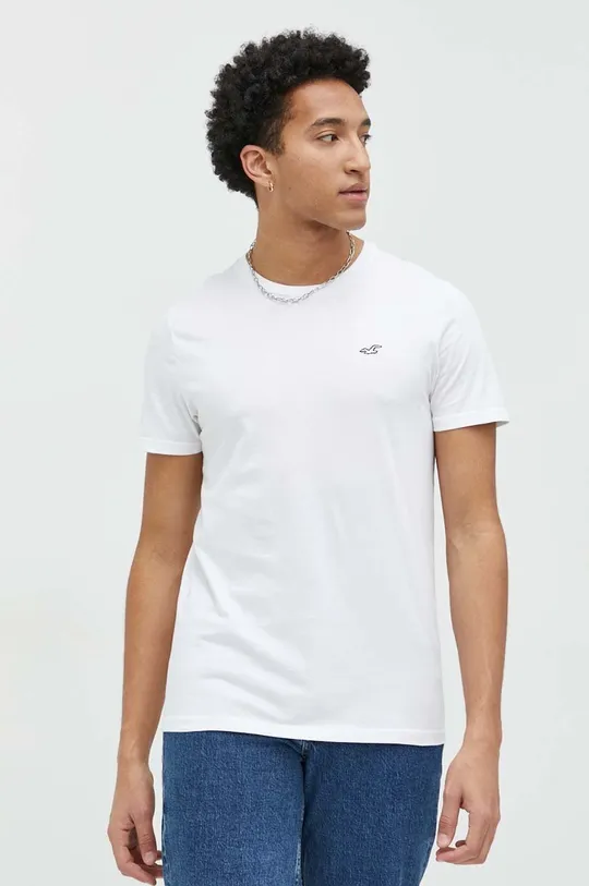 λευκό Βαμβακερό μπλουζάκι Hollister Co.