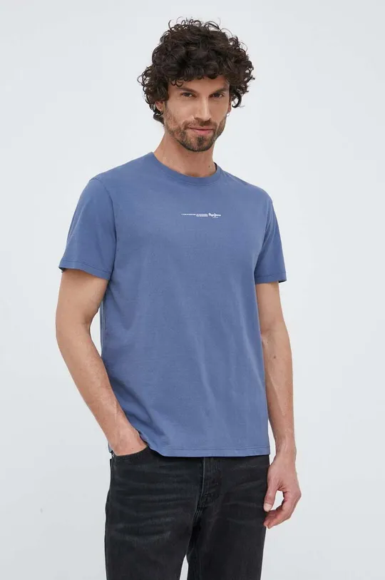 niebieski Pepe Jeans t-shirt bawełniany Męski