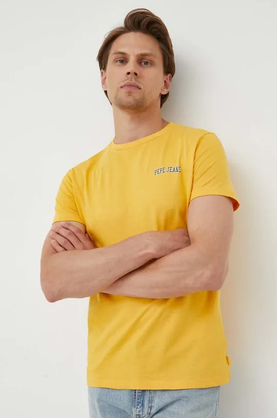żółty Pepe Jeans t-shirt bawełniany Męski