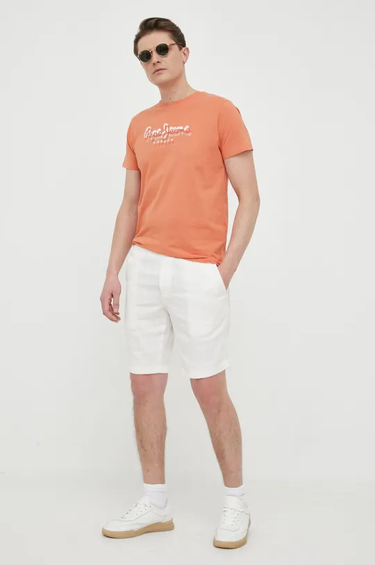 Хлопковая футболка Pepe Jeans Richme оранжевый