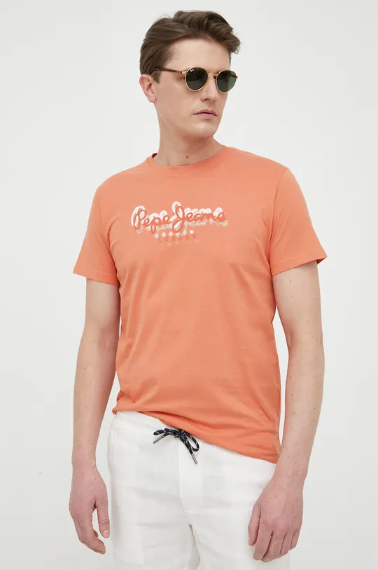 πορτοκαλί Βαμβακερό μπλουζάκι Pepe Jeans Richme