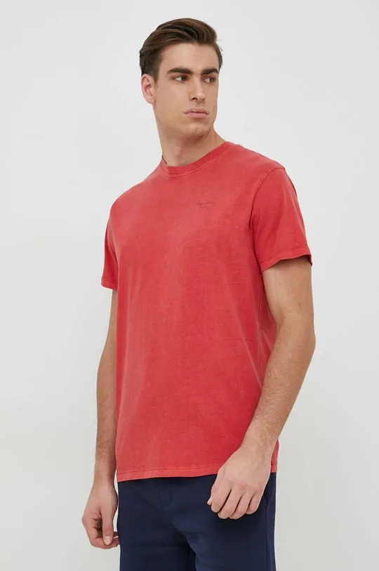 κόκκινο Βαμβακερό μπλουζάκι Pepe Jeans Jacko
