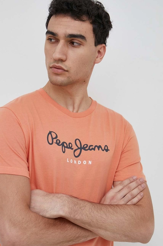 narančasta Pamučna majica Pepe Jeans Eggo Muški