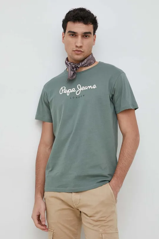 πράσινο Βαμβακερό μπλουζάκι Pepe Jeans Eggo Ανδρικά