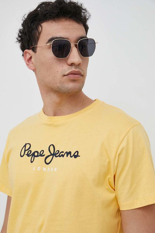 žlutá Bavlněné tričko Pepe Jeans Eggo