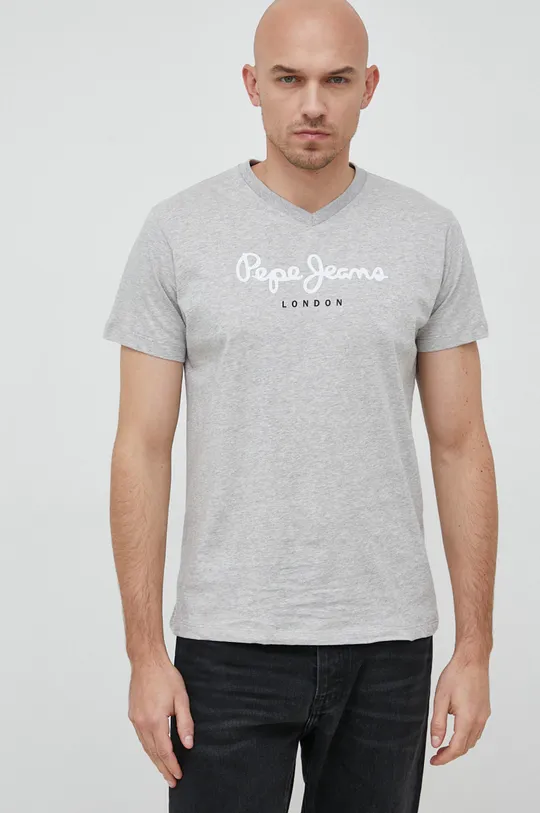 γκρί Βαμβακερό μπλουζάκι Pepe Jeans Eggo