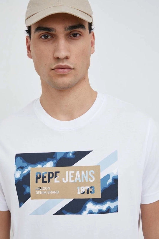 fehér Pepe Jeans pamut póló Rederick