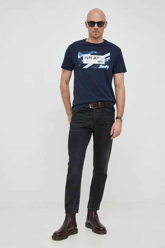 Bavlněné tričko Pepe Jeans Rederick námořnická modř