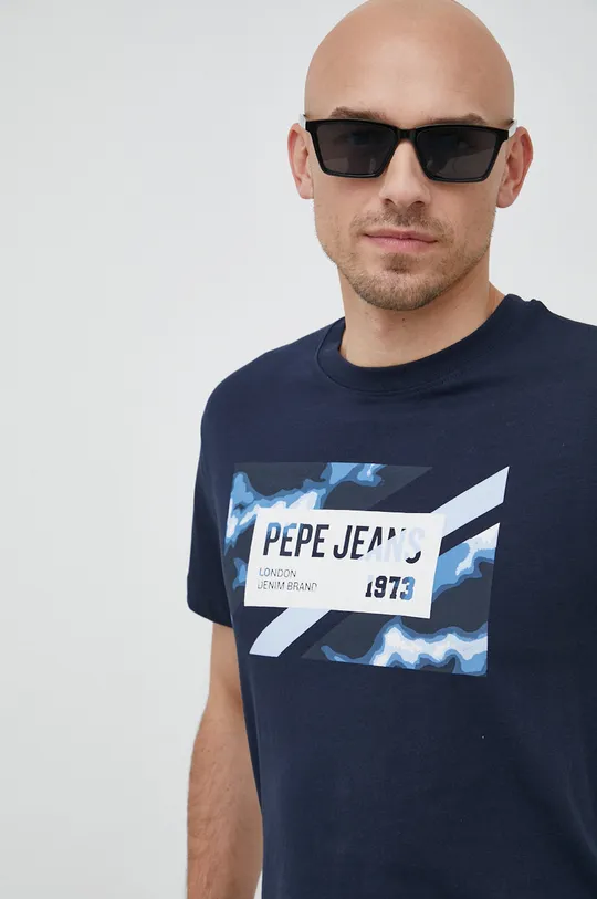σκούρο μπλε Βαμβακερό μπλουζάκι Pepe Jeans Rederick