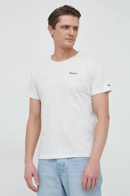 λευκό Βαμβακερό μπλουζάκι Pepe Jeans Carter Ανδρικά