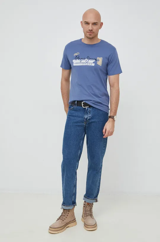 Βαμβακερό μπλουζάκι Pepe Jeans Rafa μπλε