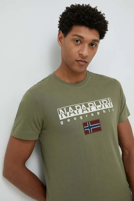 zelená Bavlnené tričko Napapijri