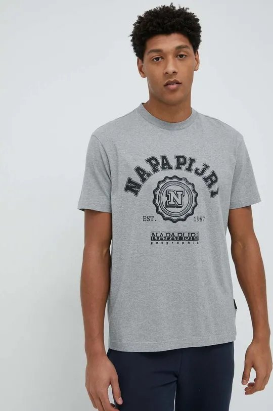 γκρί Βαμβακερό μπλουζάκι Napapijri