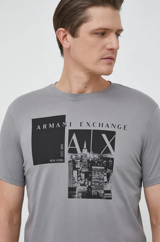 szary Armani Exchange t-shirt bawełniany Męski