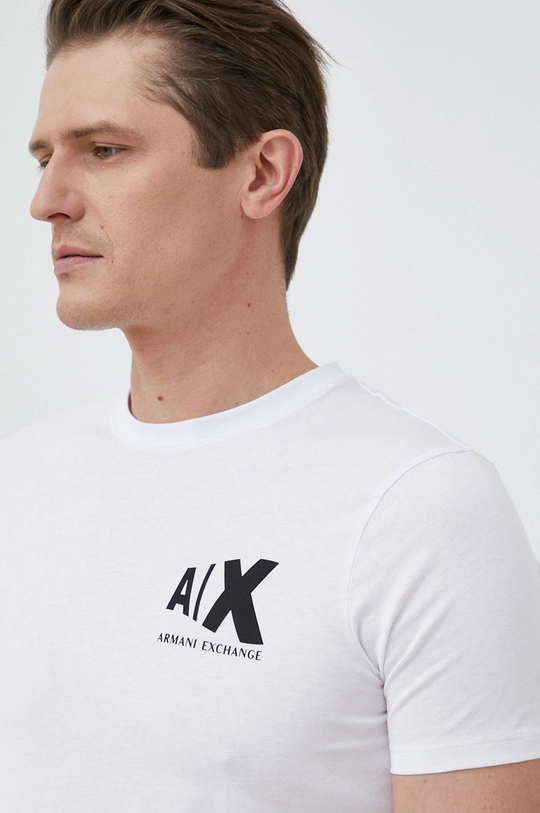 biały Armani Exchange t-shirt bawełniany