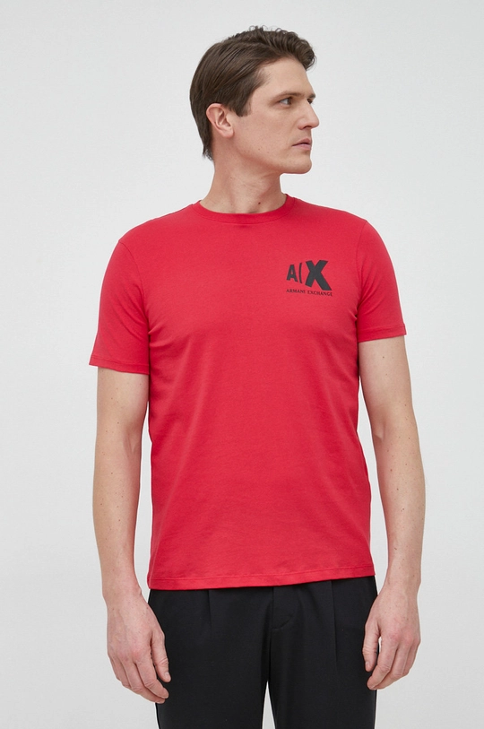 czerwony Armani Exchange t-shirt bawełniany Męski