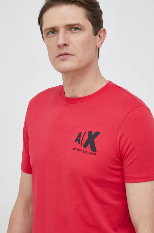 czerwony Armani Exchange t-shirt bawełniany