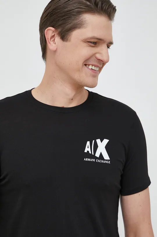 črna Bombažna kratka majica Armani Exchange