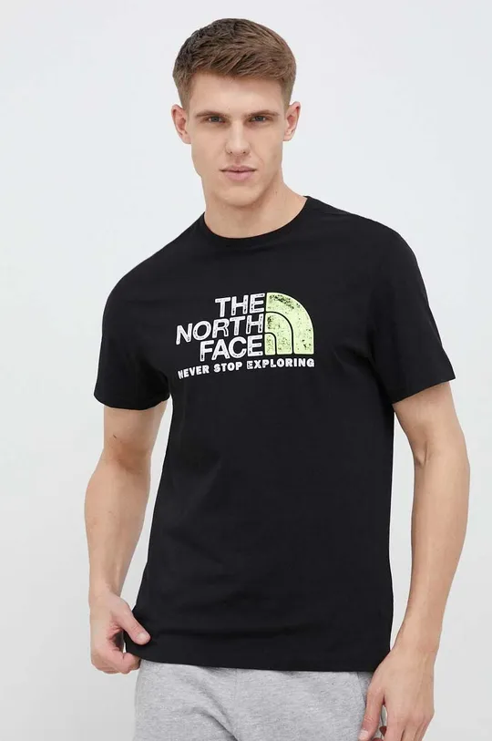 μαύρο Βαμβακερό μπλουζάκι The North Face Ανδρικά