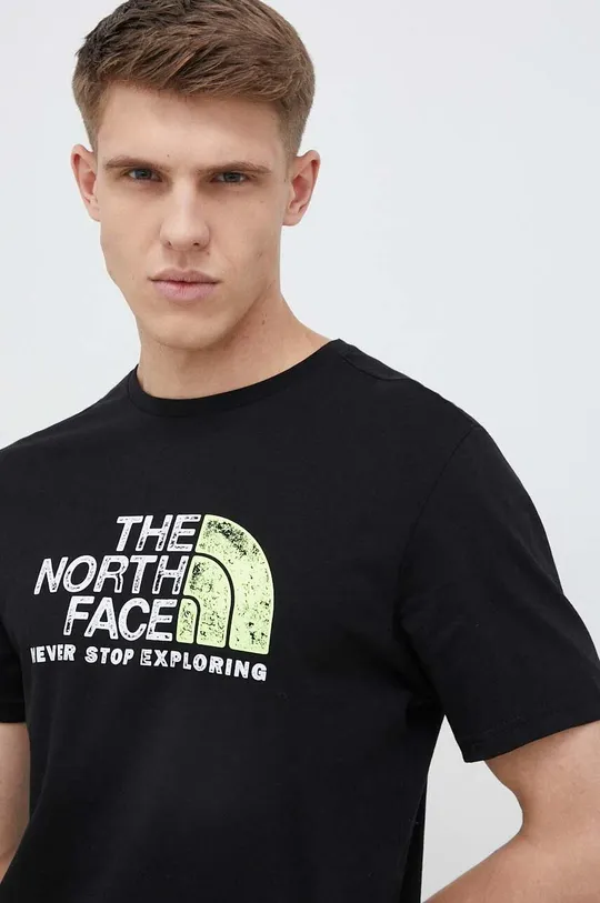 fekete The North Face pamut póló