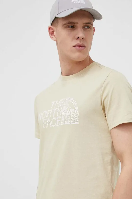 beżowy The North Face t-shirt bawełniany Męski