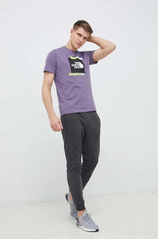 The North Face t-shirt bawełniany fioletowy