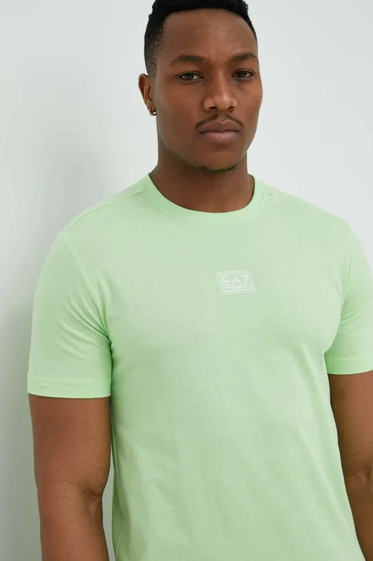 zielony EA7 Emporio Armani t-shirt bawełniany Męski