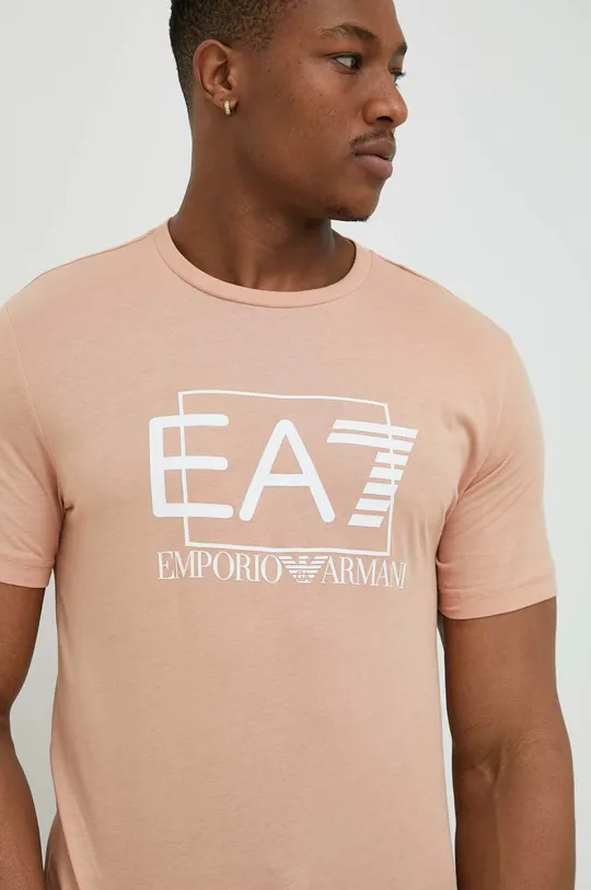 πορτοκαλί Βαμβακερό μπλουζάκι EA7 Emporio Armani