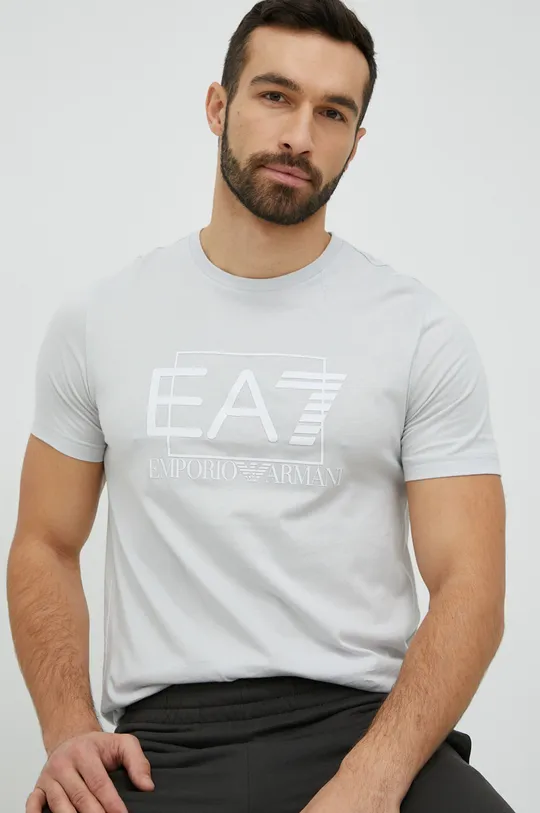 γκρί Βαμβακερό μπλουζάκι EA7 Emporio Armani