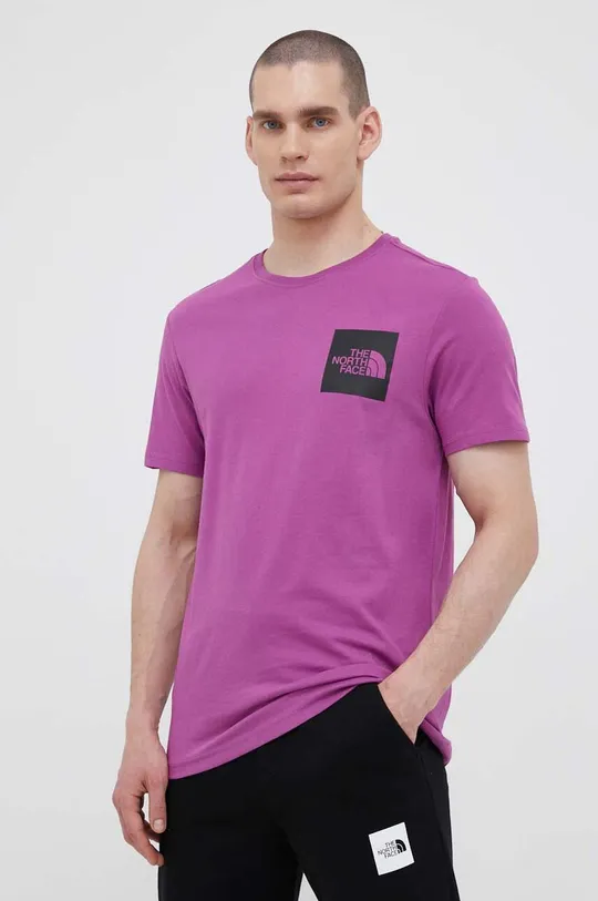 fioletowy The North Face t-shirt bawełniany Męski